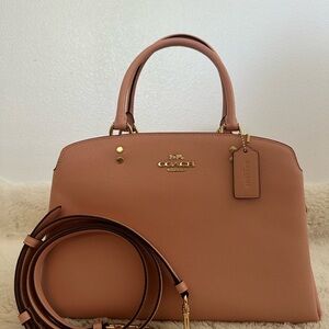 Coach Blush Pink Leather Satchel with Gold Accents